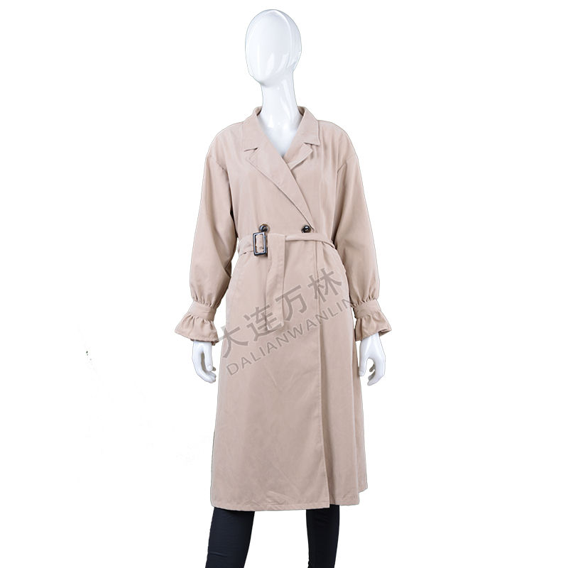 女士復古燈籠袖收腰長款風衣