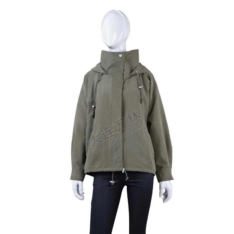 女士連帽高領短款風衣