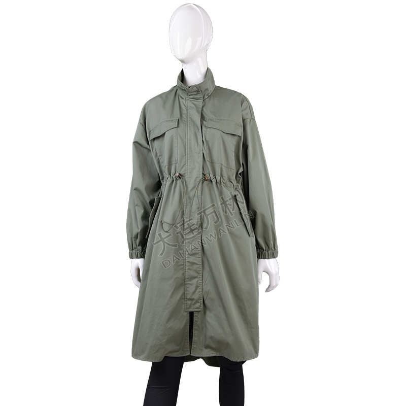 女士寬松抽繩長款風衣