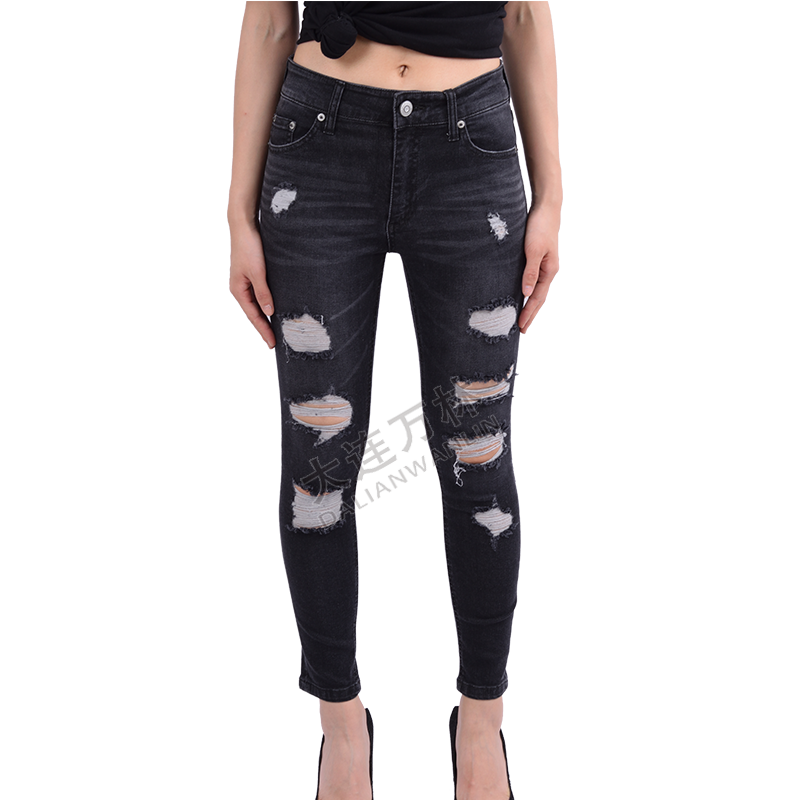 黑色破洞牛仔褲