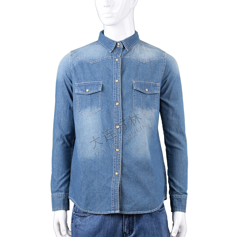 男士牛仔工裝襯衫