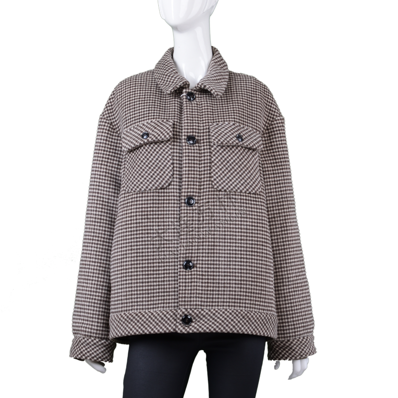 女士復古寬松短款毛呢