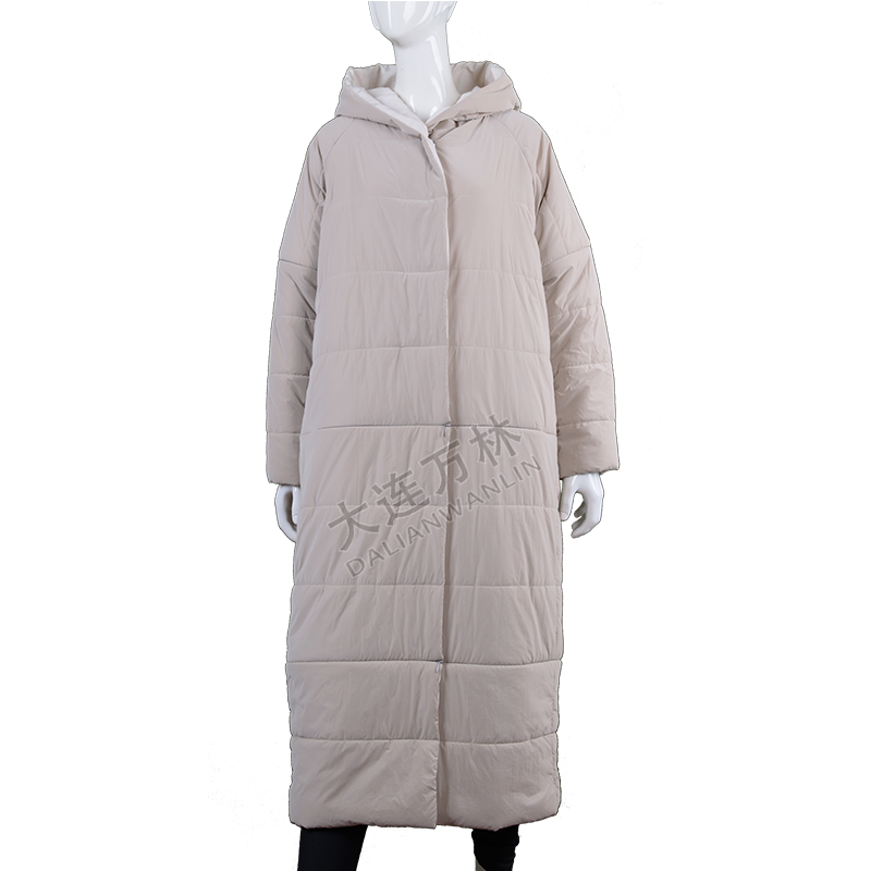 女士純色可拆卸長款棉服