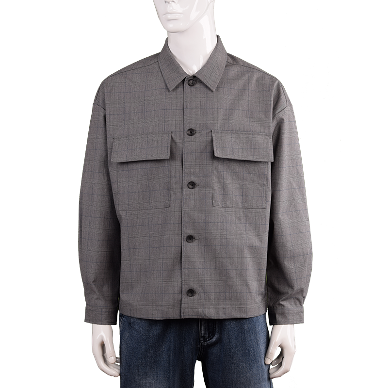 男士翻領格子外套