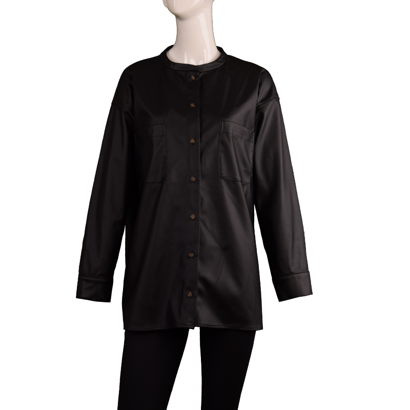 女士黑色圓領襯衫