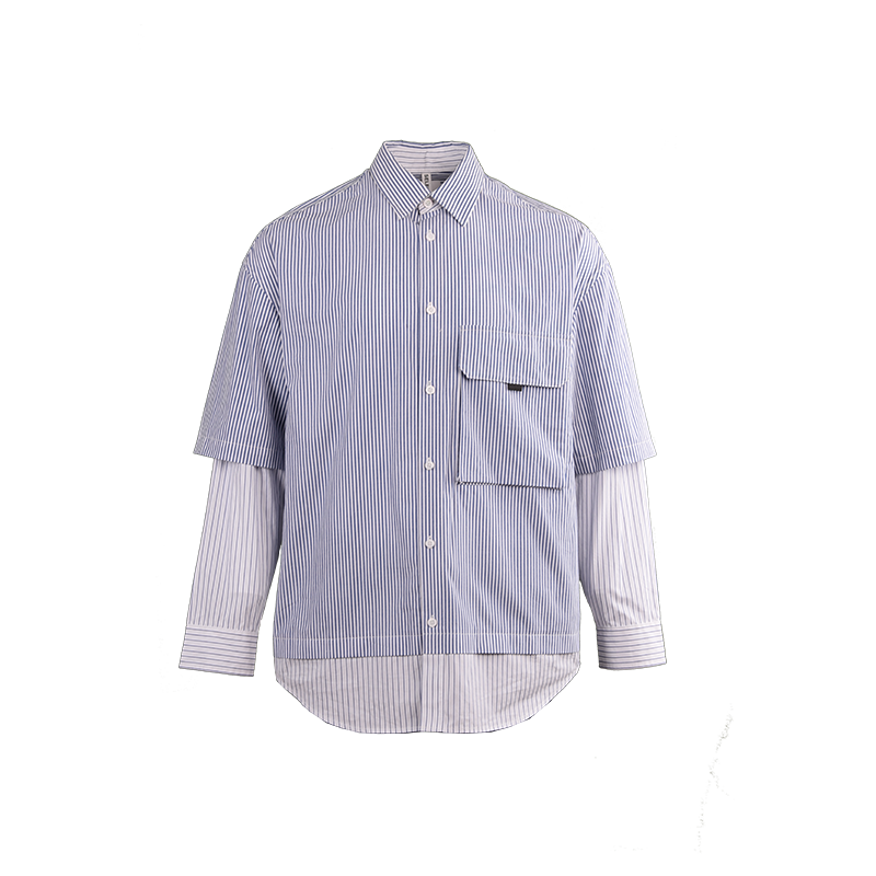 男士拼接條紋襯衫