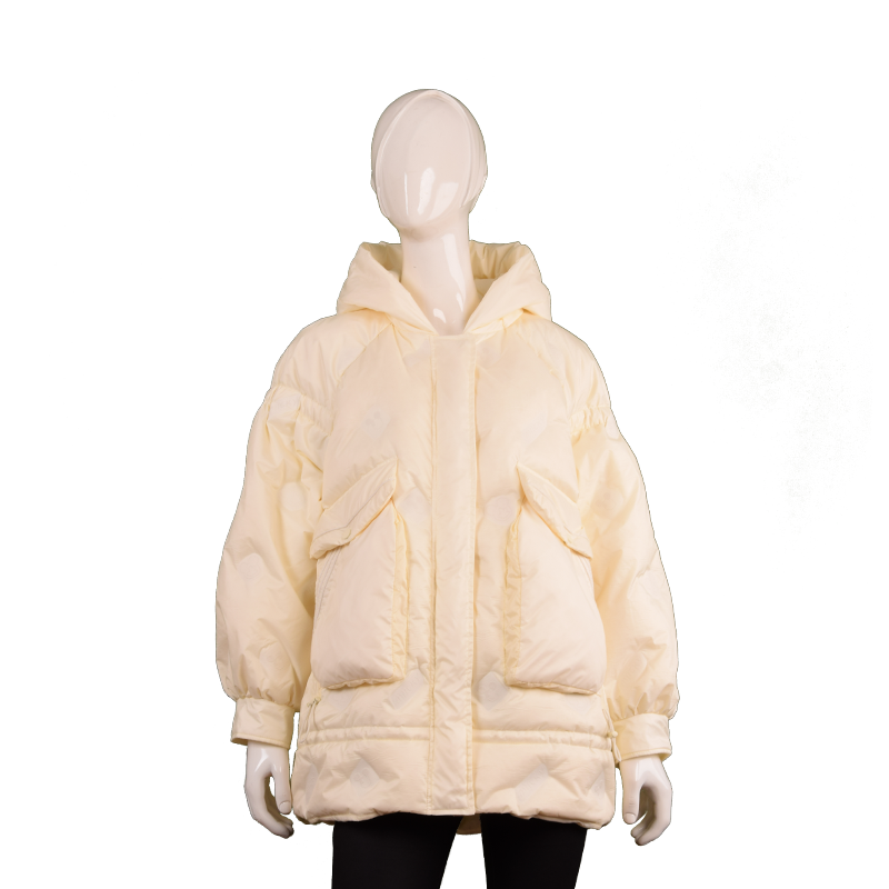 女士卡通管道連帽短款羽絨服