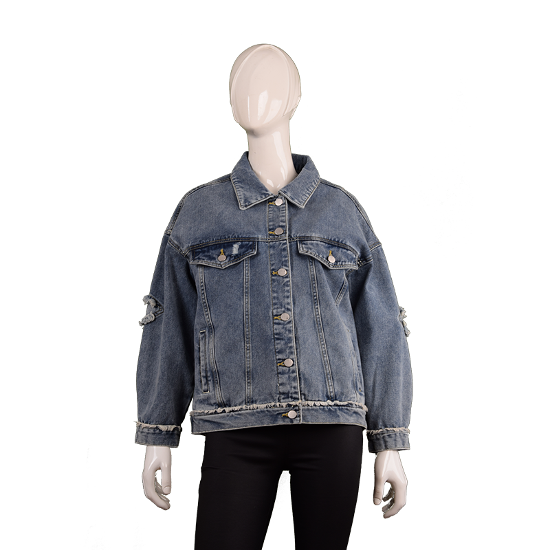 女士翻領(lǐng)潮流短款牛仔外套