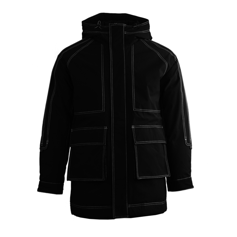 男士明線連帽短款羽絨外套