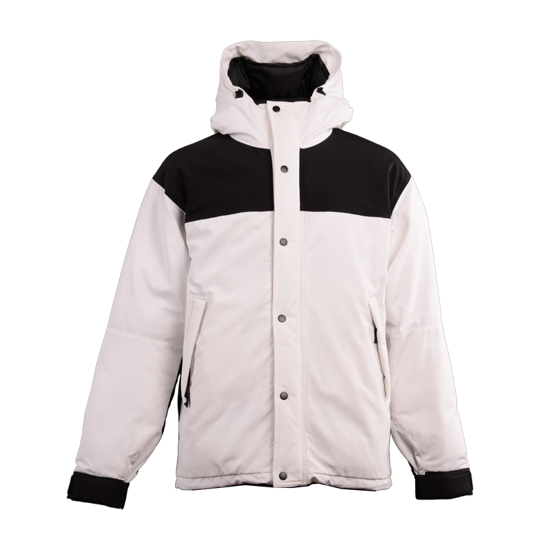 男士拼色連帽短款棉服